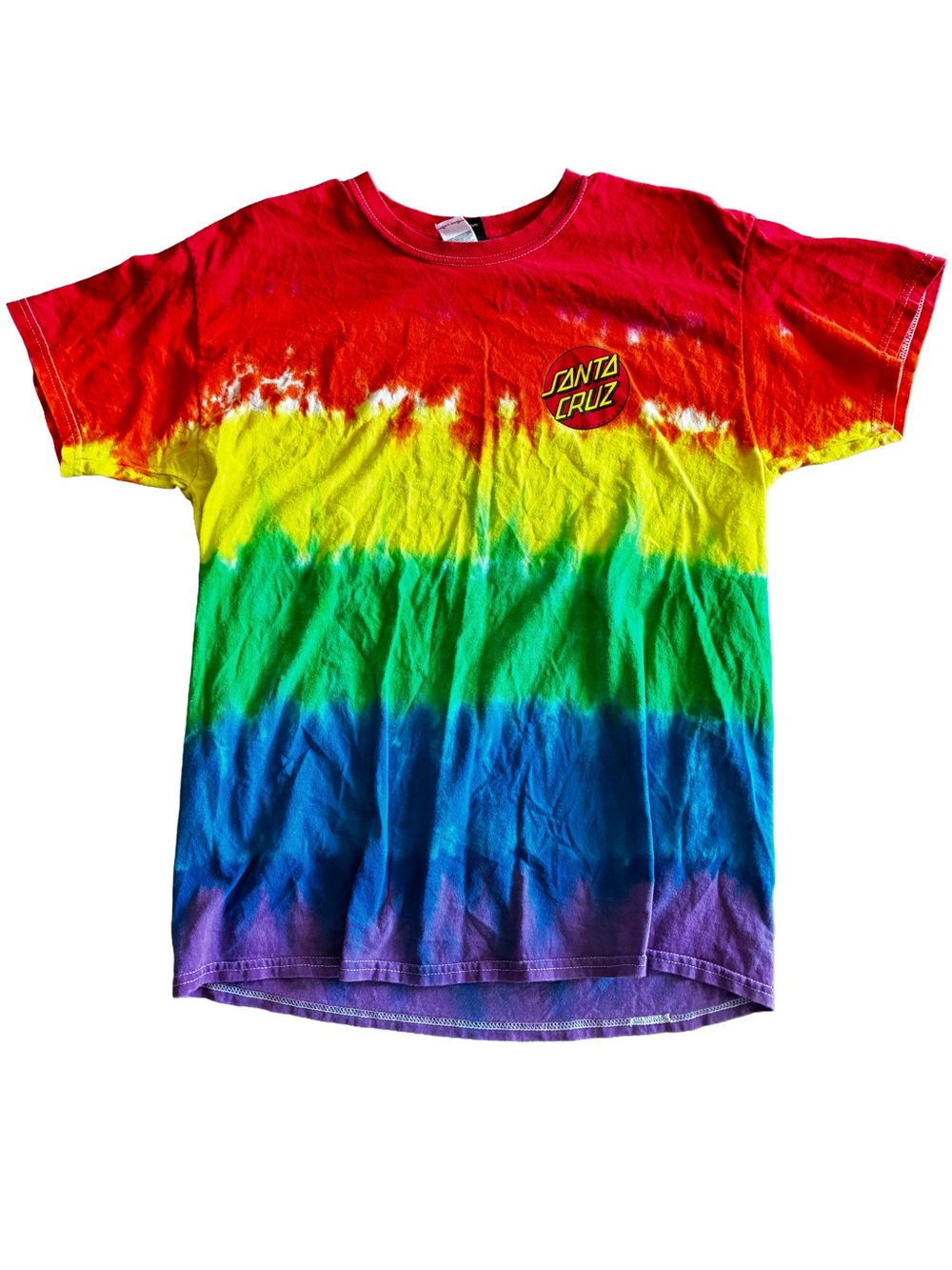 Santa Cruz Classic Dot Rainbow Tie Dye T-Shirt Men’s Large